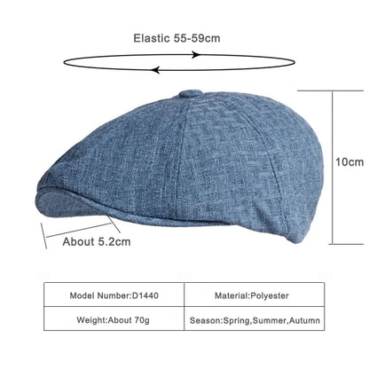 Summer Octagonal Hats For Men Breathable Newsboy Cap Painters Eight-Blade Hat