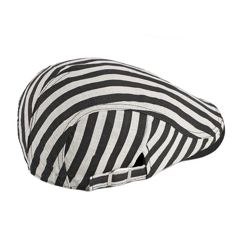 Cotton Solid Color Striped Newsboy Caps