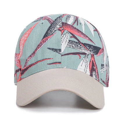 Fashion Women Cap Flowers And Foliage Print Baseball Cap Female