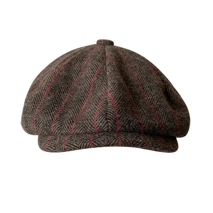 Men's Newsboy Cap Vintage Red Stripe Octagonal Hat