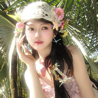 Spring Summer Ethnic Style Hollow Flower Blossom Women's Hat