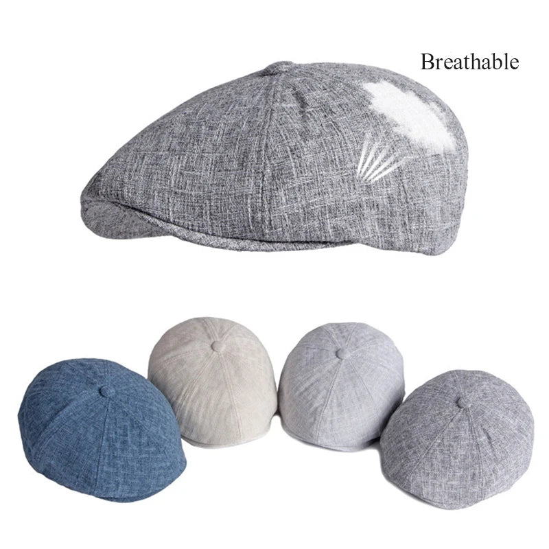Summer Octagonal Hats For Men Breathable Newsboy Cap Painters Eight-Blade Hat