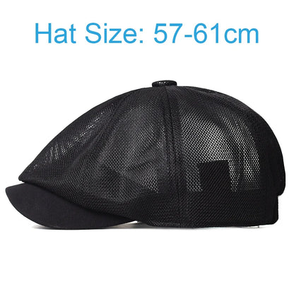 Summer Mesh Newsboy Caps Breathable Casual Outdoor Retro Beret