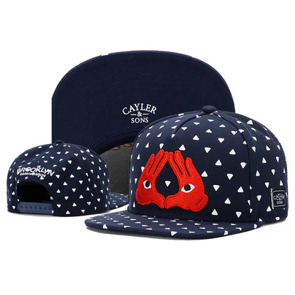 Flat Brim Snapback Hat Polyester For Men
