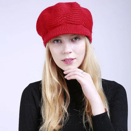 Fashion Knitting Solid Color Thicken Women Winter Hat