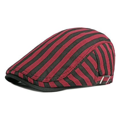 Cotton Solid Color Striped Newsboy Caps