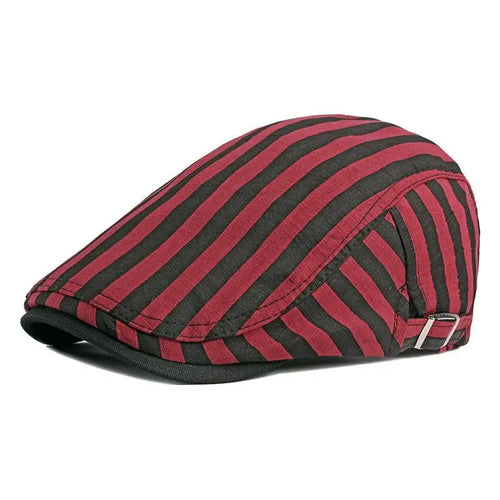 Cotton Solid Color Striped Newsboy Caps