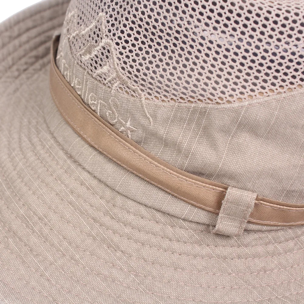 Outdoor Bucket Hat Men Summer Breathable Panama Cap