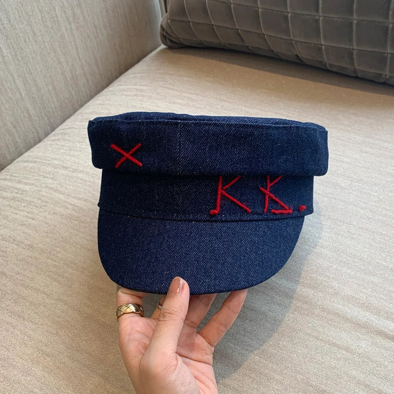 Women Denim Newsboy Caps Casual Flat Military Cap