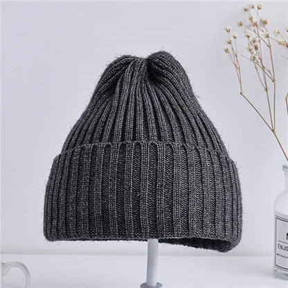 Baby Kids Ribbed Knitted Beanie Hats For Girls Boys
