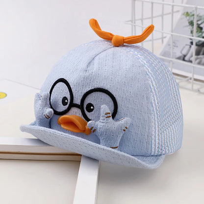 Summer Kids Mesh Baseball Caps Baby Lovely Cartoon Duck Cotton Hats Girl Boys  1-10M