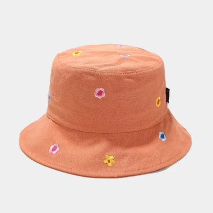 Cotton Flower Embroidery Bucket Hat Fisherman Hat
