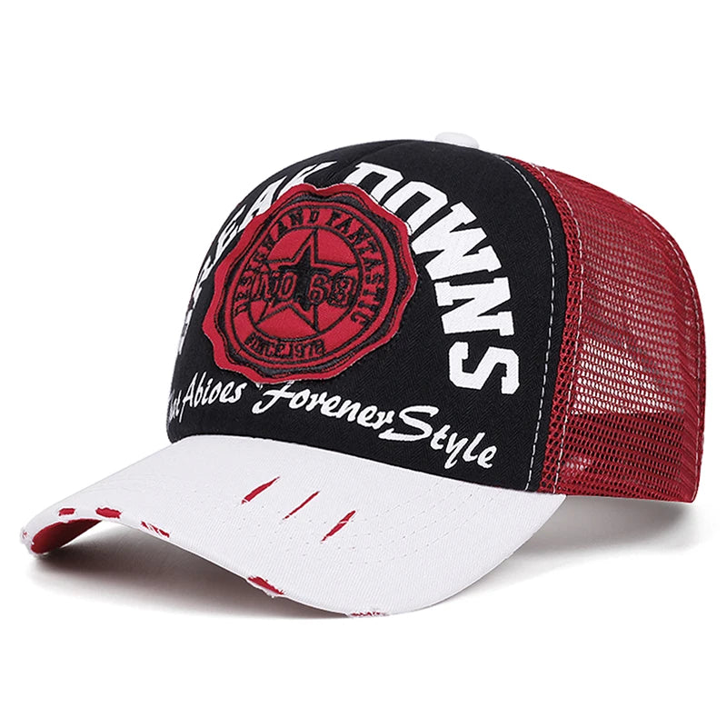 Creative Baseball Hat Pentagram NO68 Embroidered Mesh Hat Street Hip Hop