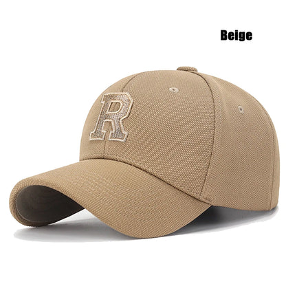 New High Quality R Letter  Gold Thread 3D Embroidery Adjustable Elastic Pineapple Cloth Baseball Cap Sun Hat