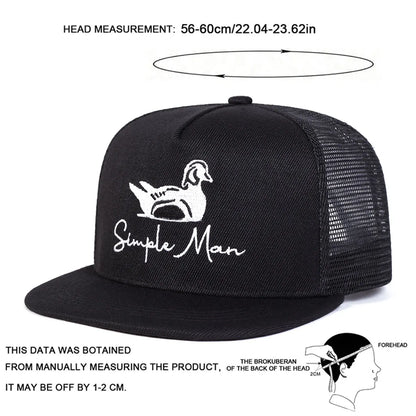 Unisex Simple Man Duck Embroidery Hip-Hop Net Hats
