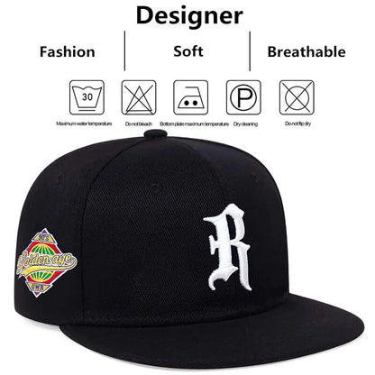 Gothic Letter R Embroidery Hip-hop Hats Spring and Autumn