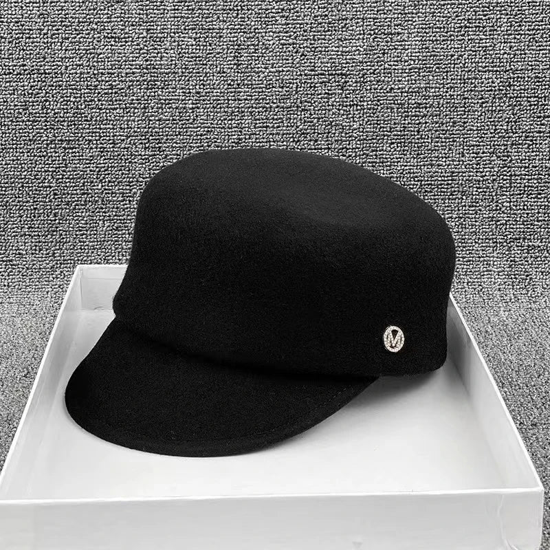 Winter Wool Felt Japan M Letter Street Visors Cap