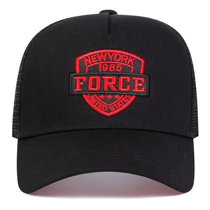 Unisex Force Letter Embroidery Baseball Net Caps Casual Hats Spring and Summer