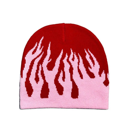 Gothic Flame Knitting Cap Hat Wool Acrylic Y2k Beanie