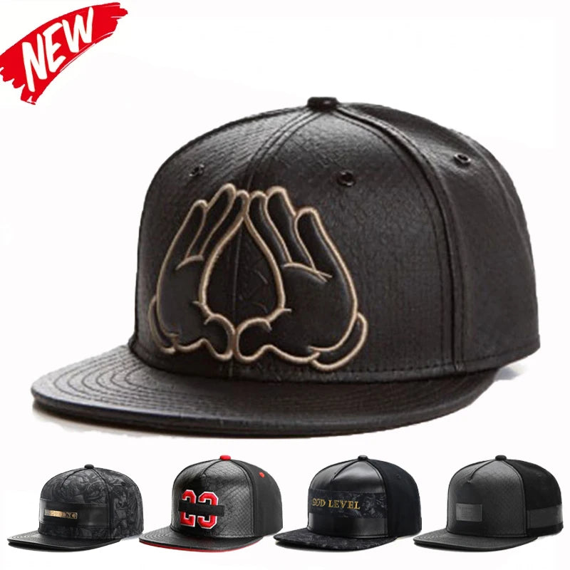 Leather Cap Baseball Cap For Men Women Hip Hop Knight Snapback Hat