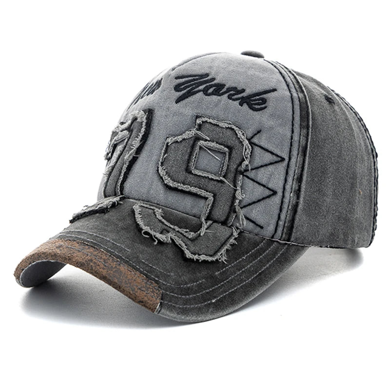 New Unisex Washed Cotton Cap Letter Embroidery Vintage Baseball Cap