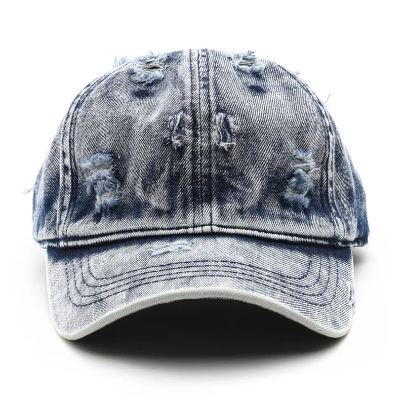 Women's Washed Vintage White Plain Denim Baseball Cap