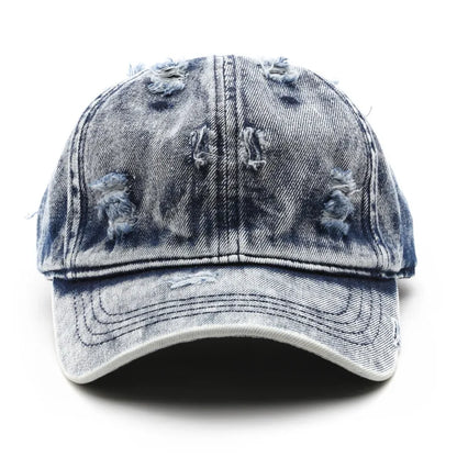 Women's Washed Vintage White Plain Denim Baseball Cap