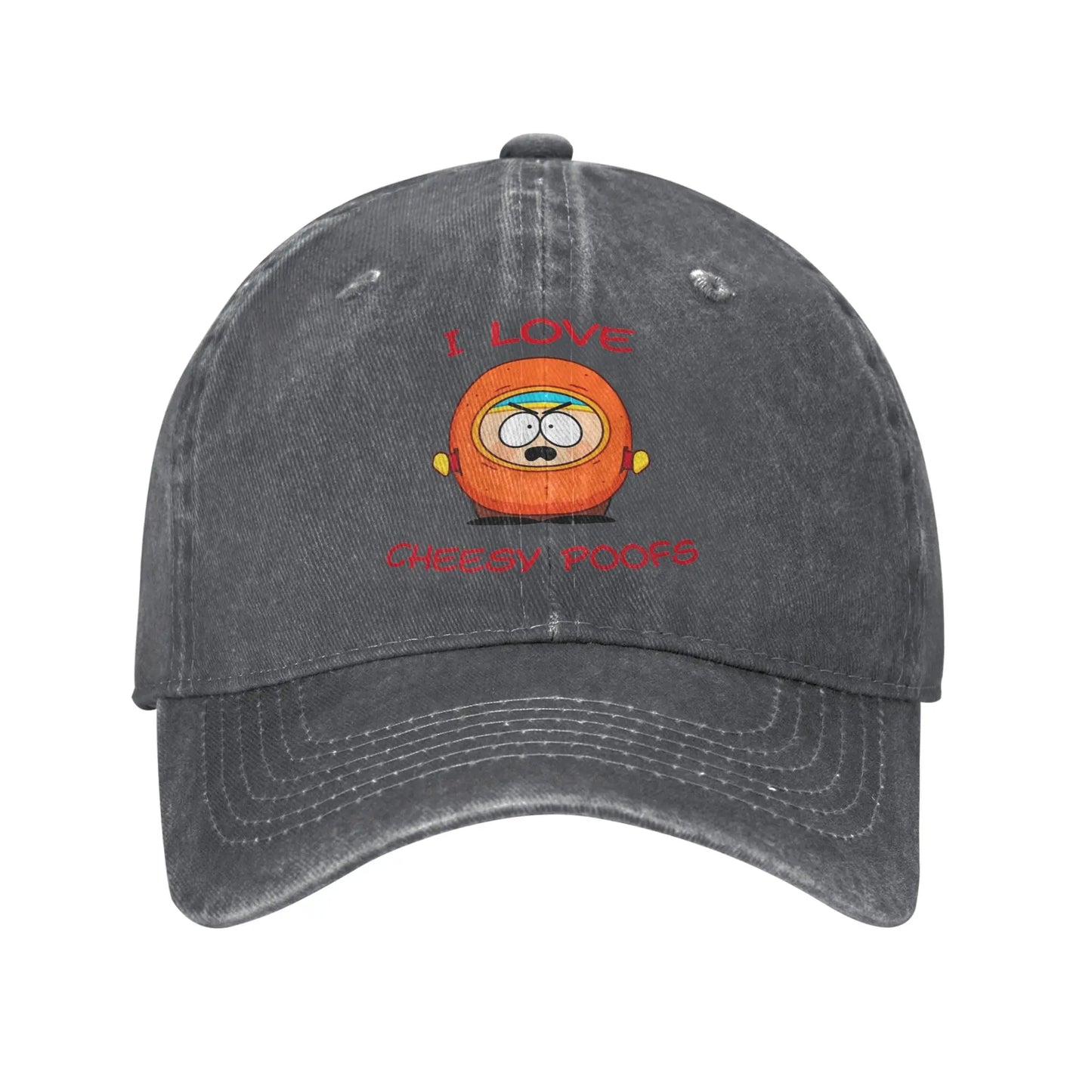 Vintage I Love Cheesy Poofs South-Parks Baseball Cap Unisex Distressed Denim