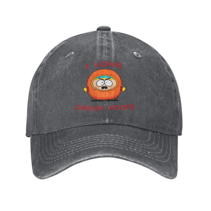 Vintage I Love Cheesy Poofs South-Parks Baseball Cap Unisex Distressed Denim