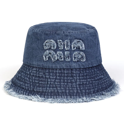 Unisex Niin Letter Hole Personality Cowboy Bucket Hats Fishermen Caps