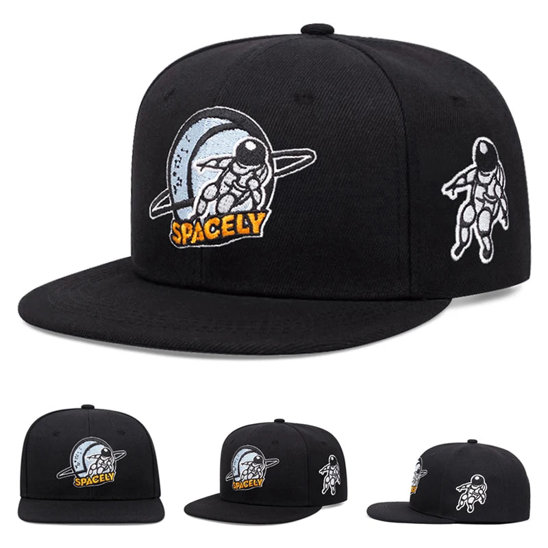 New Baseball Hat Astronaut Embroidered Hip Hop Hat Outdoor Daily Commuter Decorative Hat Sunshade Hat Unisex Flat Edge Hat