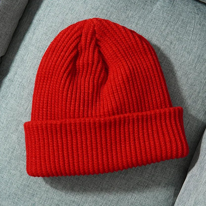 Unisex Solid Color Warm Knitted Beanies For Women Men Winter Autumn