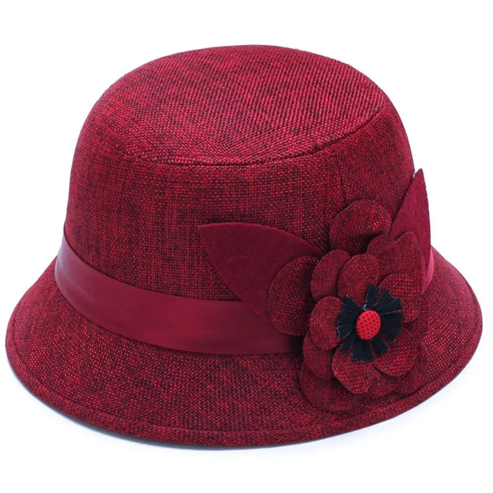 Vintage Linen Material Cloche Felt Hat Soft Felt Elegant European Bucket Hat