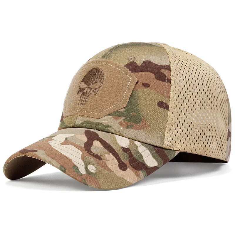 Unisex Skull Embroidered Top With Patch Breathable Baseball Caps Adjustable Sunscreen Hat