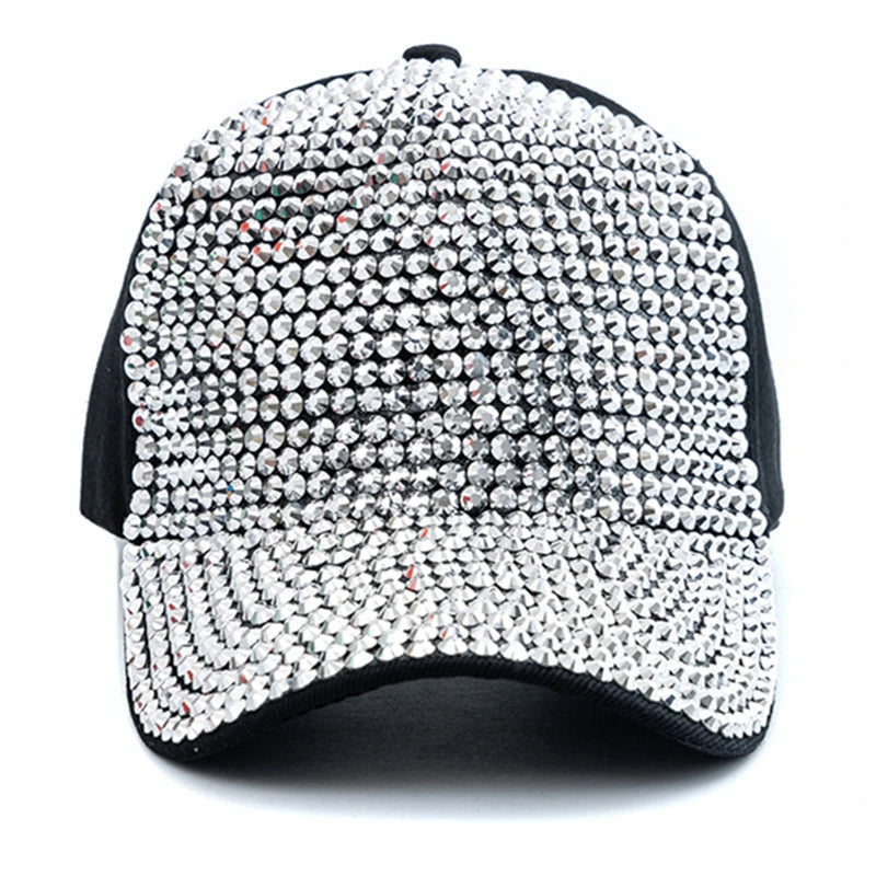Women Diamond Inlay Cap Simple Plain Baseball Cap Female