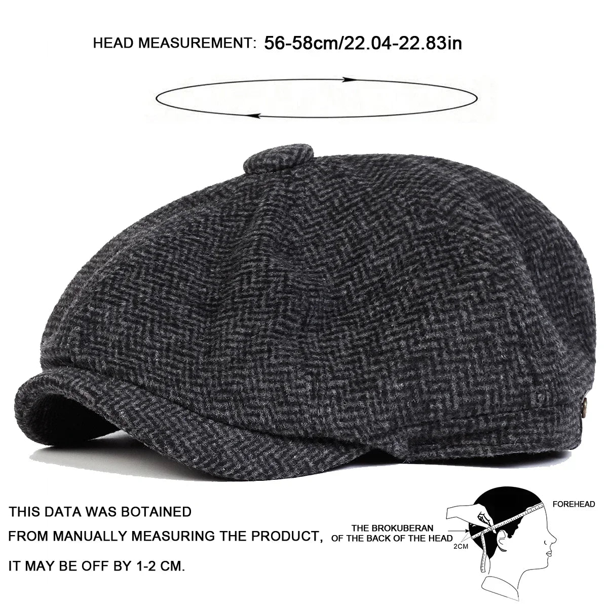 Winter Diamond Check Retro Beret Hat