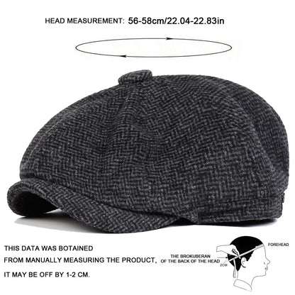 Winter Diamond Check Retro Beret Hat