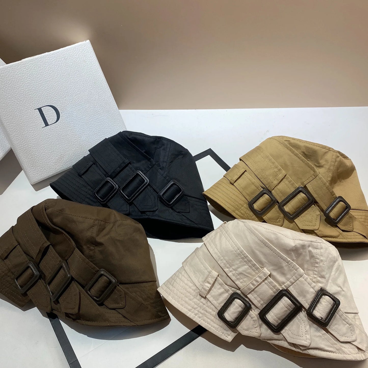 Luxury Panama Belt Buckle Bucket Hat Outdoor