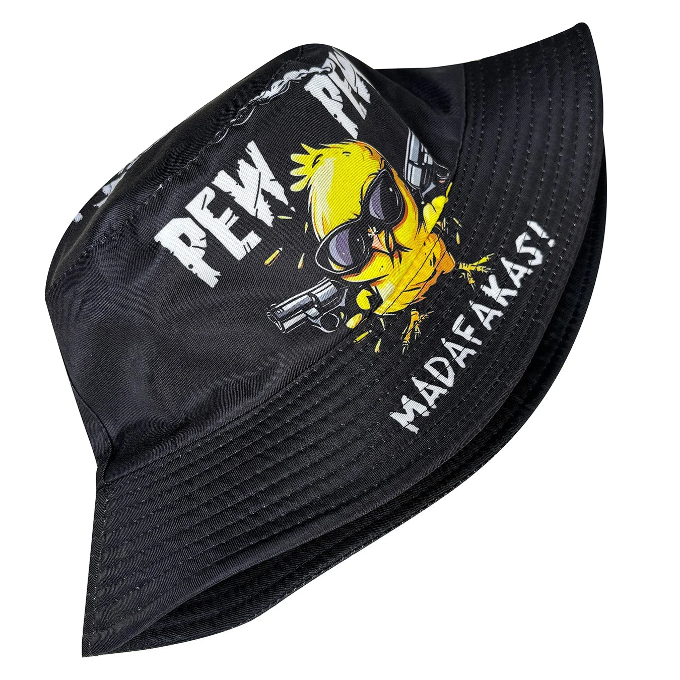 Cool Duck'Pew Pew' 3D Graphic Fisherman Hat, Lightweight Cartoon Duck Design with Glasses