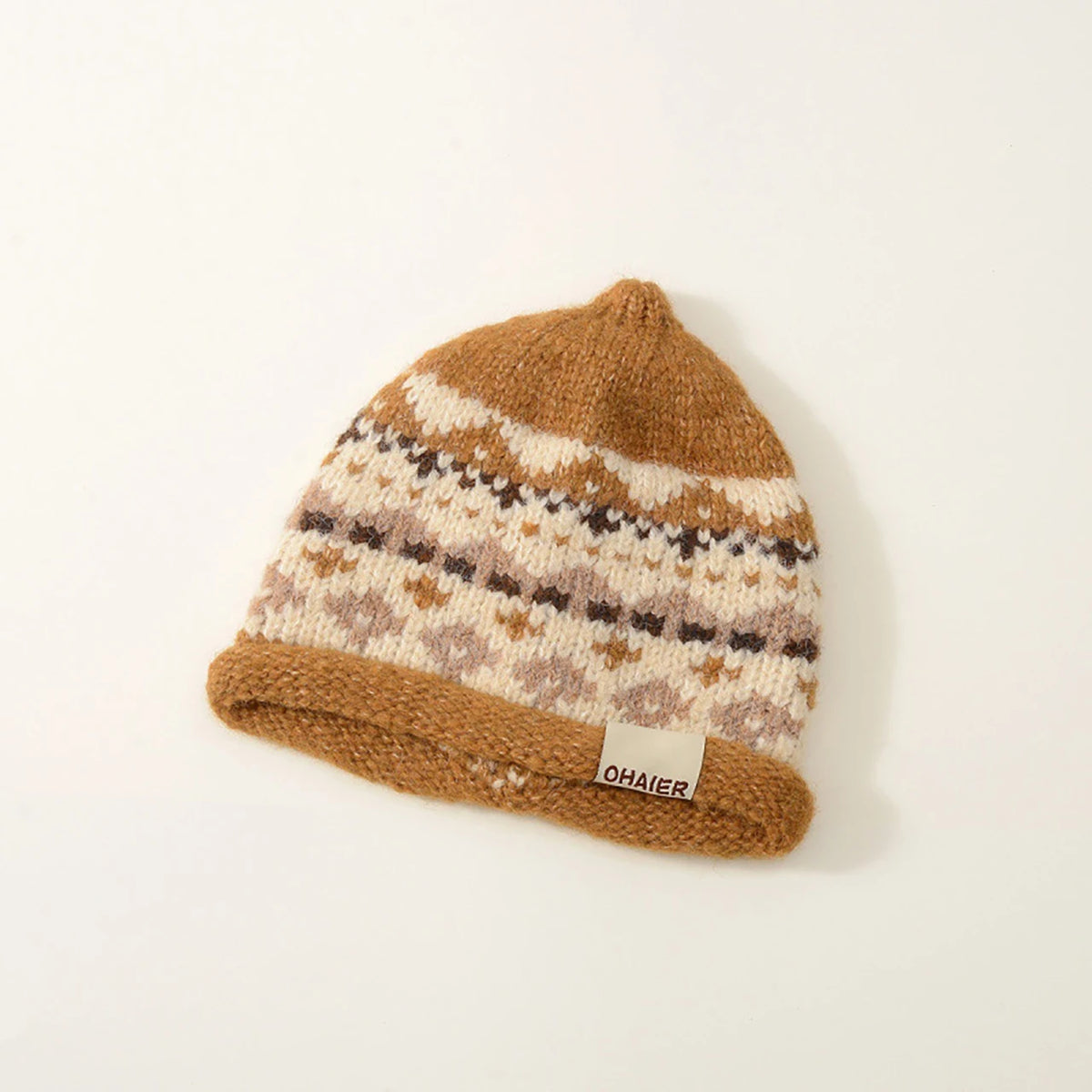 Cute Baby Pointed Rolled Brim Knit Hat Retro Kids Woolen Pullover Cap