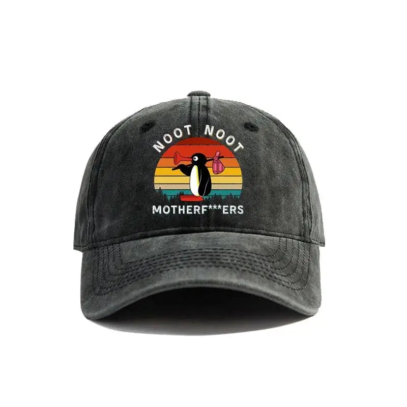 Noot Noot Pingu Distressed Baseball Cap Cool Men Women