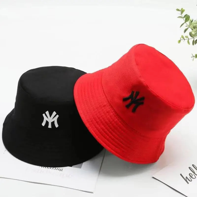 Unisex Letter Embroidery Personality Two-sided Bucket Hats Fishermen Caps