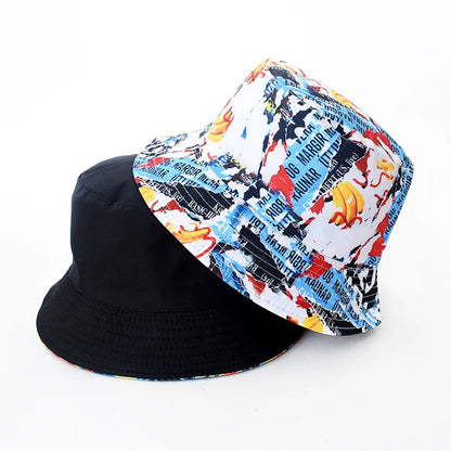 Street Graffiti Men's Bucket Hat Double-Sided Hip Hop Outdoor