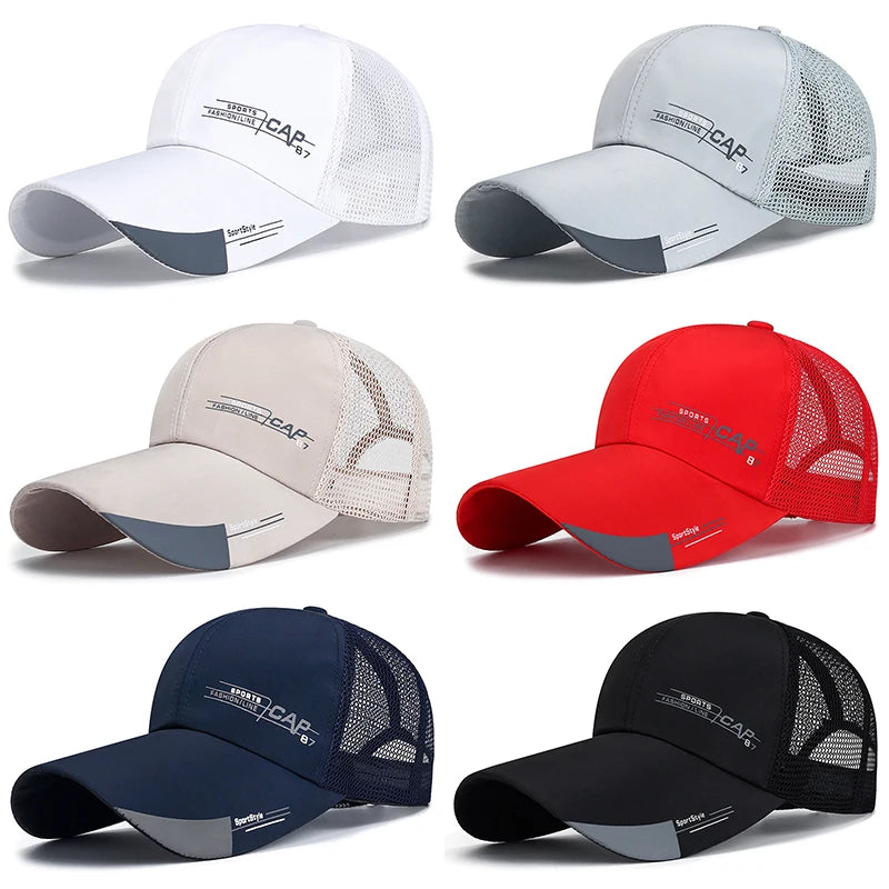 Mesh Sports Cap Men For Fish Breathable Baseball Cap Outdoor Visor Cap Long