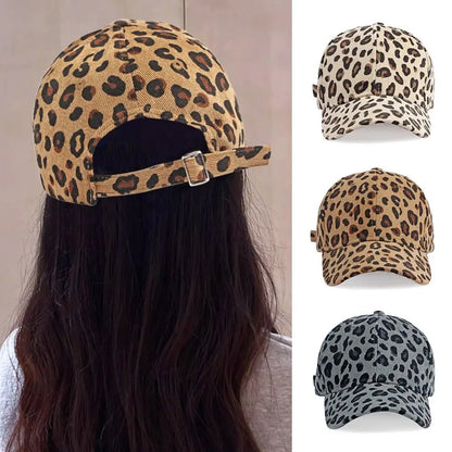 Fashionable Versatile Leopard Print Hat Velvet Sun Protection Baseball Cap