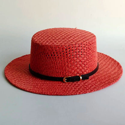 Flat Top Sun Hat 2026 Delicate Weaving Straw Hat Summer Straw Hat
