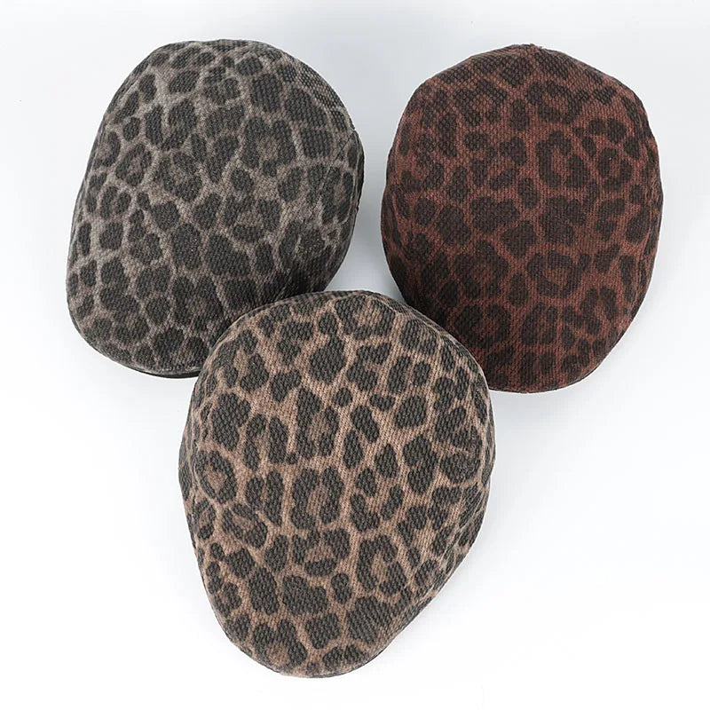 Spring Beret Cap Female 2026 Warm Autumn Vintage Leopard Print Women's Hat