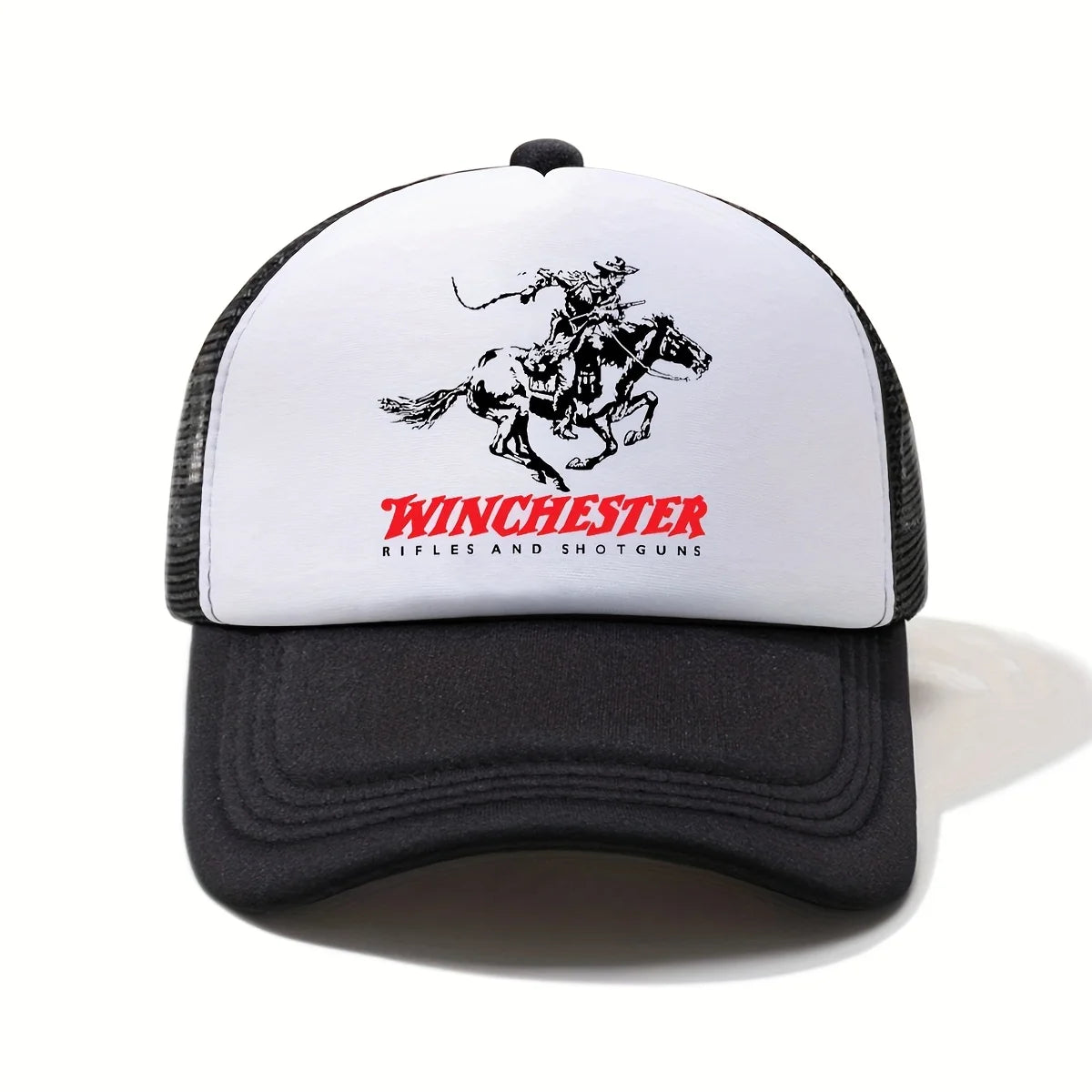 Winchester Printed Half Mesh Baseball Cap Unisex Vintage Style Outdoor Sun Hat