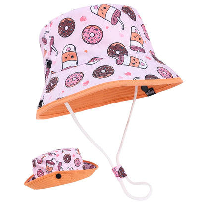 Panama Summer Children Bucket Hat Cartoon Baby Beach Foldable Brim Hat Kids