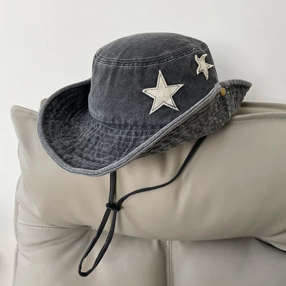 Cute Star Pink Bucket Hats Women Summer Outdoor